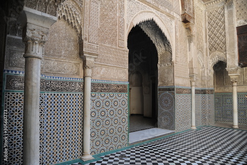 The Al-Attarine Madrasa is a madrasa in Fes, Morocco, near the Al-Qarawiyyin. It was built by the Marinid sultan Uthman II Abu Said in 1323-5. The madrasa takes its name from the Souk al-Attarine photo