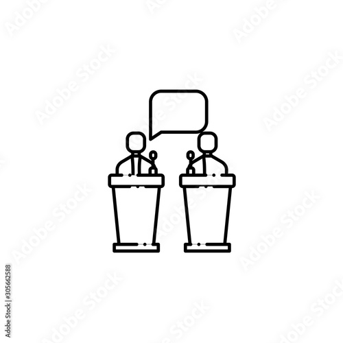 people in speech podium vote line style icon