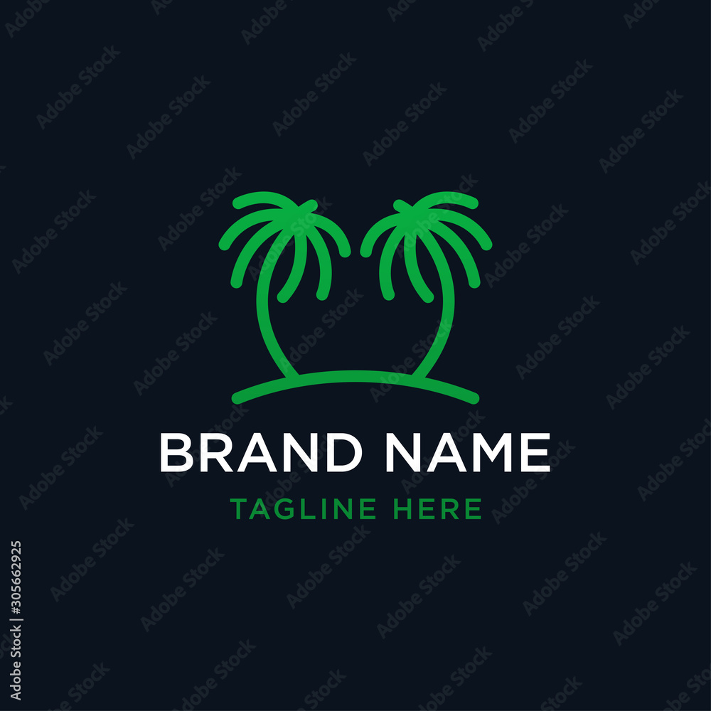 Palm tree line logo design template - vector