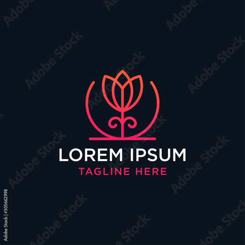 lotus linear logo template - vector