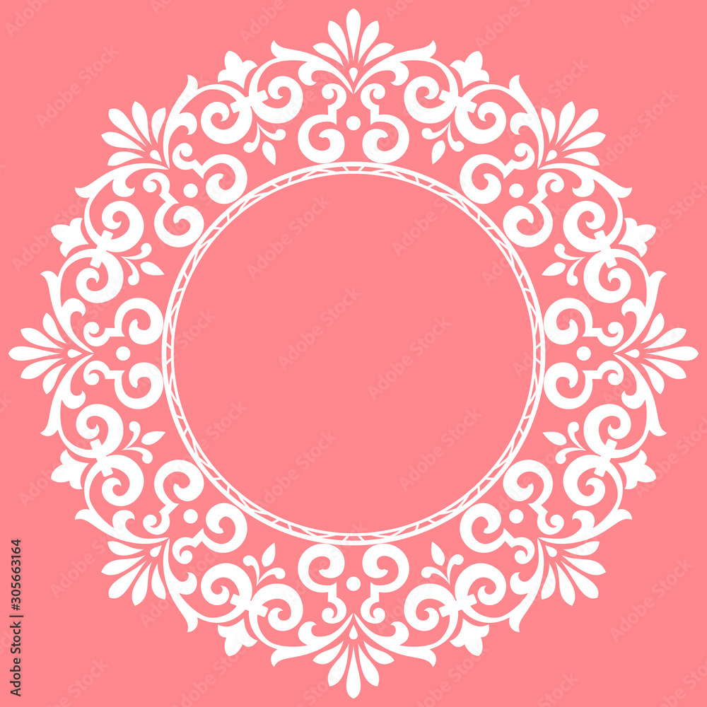 Decorative frame Elegant vector element for design in Eastern style, place for text. Floral pink border. Lace illustration for invitations and greeting cards Decorative frame Elegant vector element for design in Eastern style, place for text. Floral pink border. Lace illustration for invitations and greeting cards