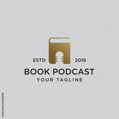 book microphone logo design template - vector 