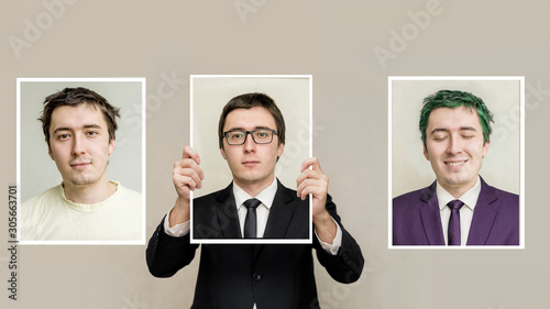 Tablou pe pânză different mood in a person, bipolar disorder, split personality