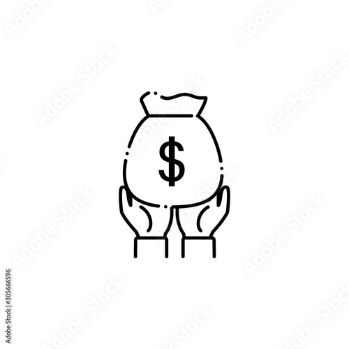 vote money bag line style icon
