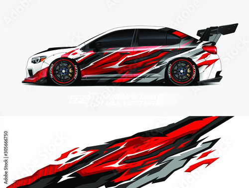 Car wrap decal designs. Abstract racing and sport background for car livery. Full vector eps 10.