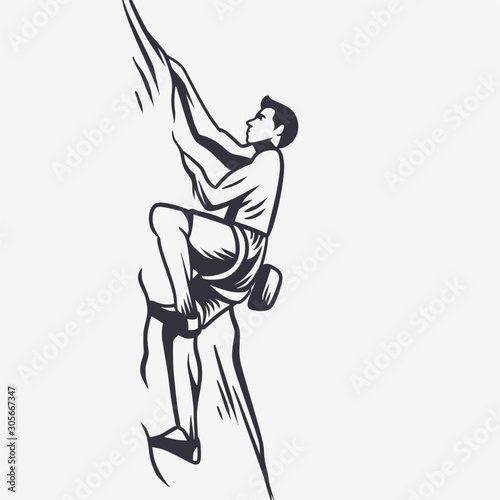 Men rock climber athlete vintage illustration photo