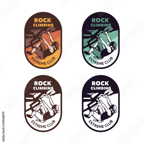 rock climbing extreme club. badge, logo sign patch design