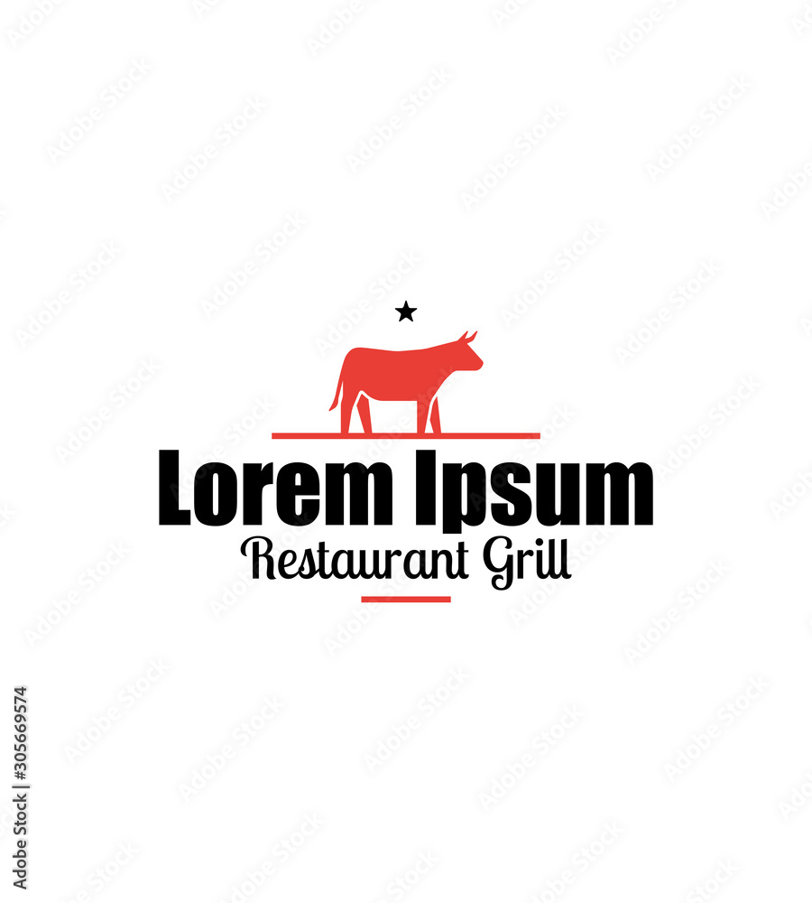 Abstract icon representing the food industry based on barbecues consisting of a silhouette of cattle