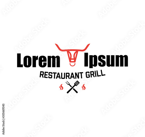 Abstract icon representing the food industry based on barbecues consisting of a silhouette of cattle