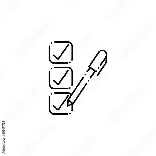vote check boxes and pen accept line style icon