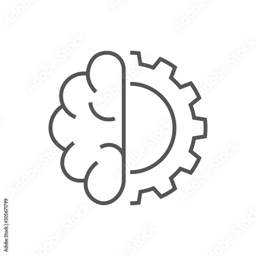 Artificial cybernetic brain. Concept of using high technology to create artificial intelligence (AI). EPS 10