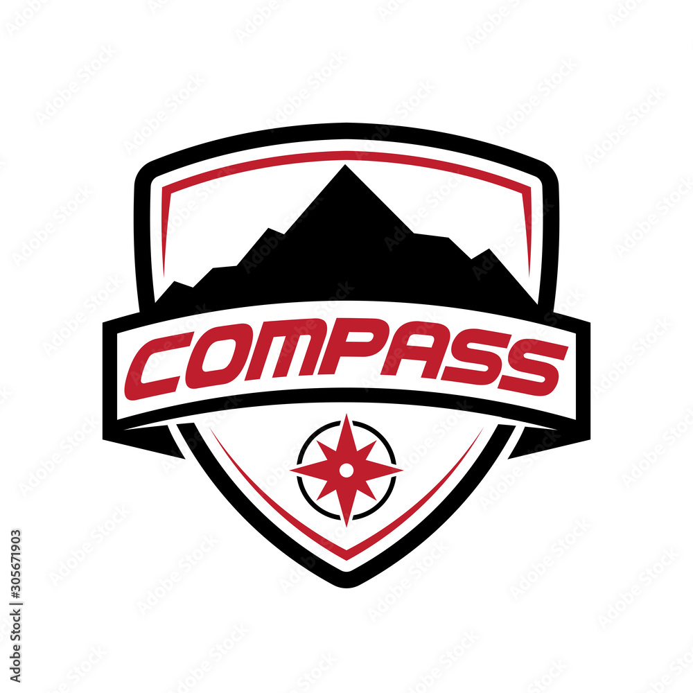 Mountain Adventure, Compass, Hiking Logo, Camping Vector Logo