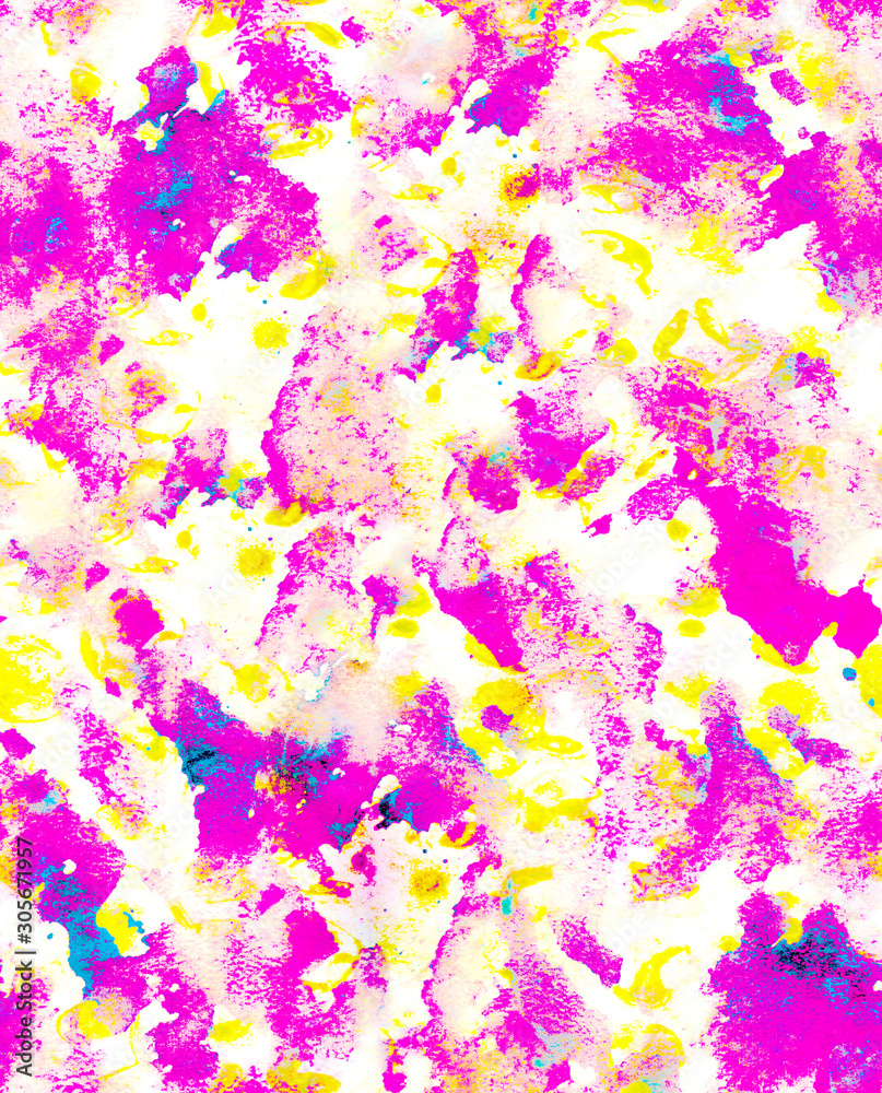 Seamless abstract textural background. Neon shades of pink and yellow.