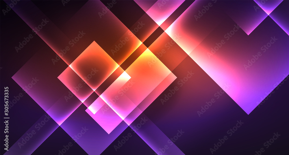Neon shiny color squares on black, modern template Neon shiny color squares on black, modern template
