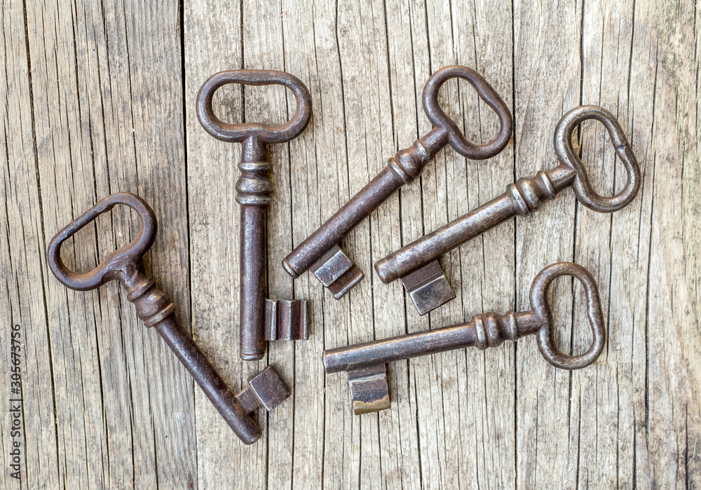 Group of iron keys, business success, teamwork, solution concept Group of iron keys, business success, teamwork, solution concept