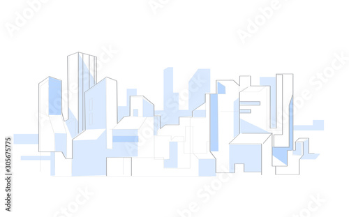 Plakat Simple modern minimalistic style illustration of city skyline with skyscrapers - Vector