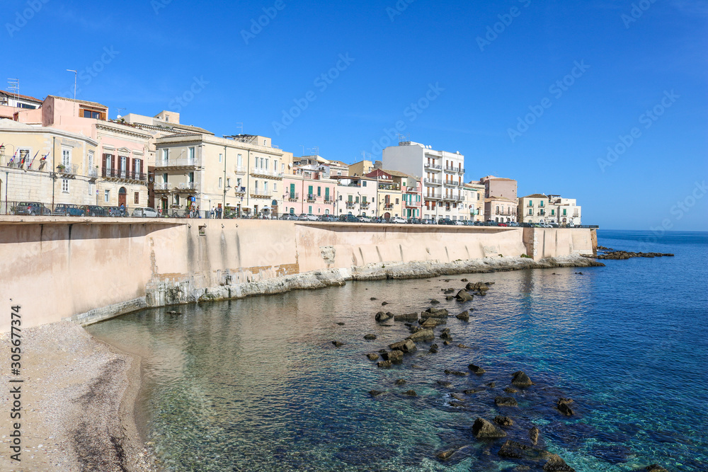 View of Syracuse city on Sicily island in Italy