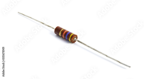 Photo Carbon composition resistor - electronic component on white background