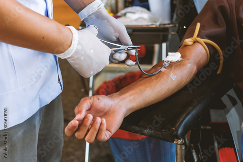 blood donation picture with soft-focus and over light in the background photo