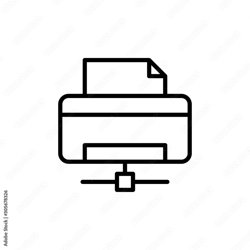 Network Printer Vector Line Icons of Network and Communication. Pixel perfect.