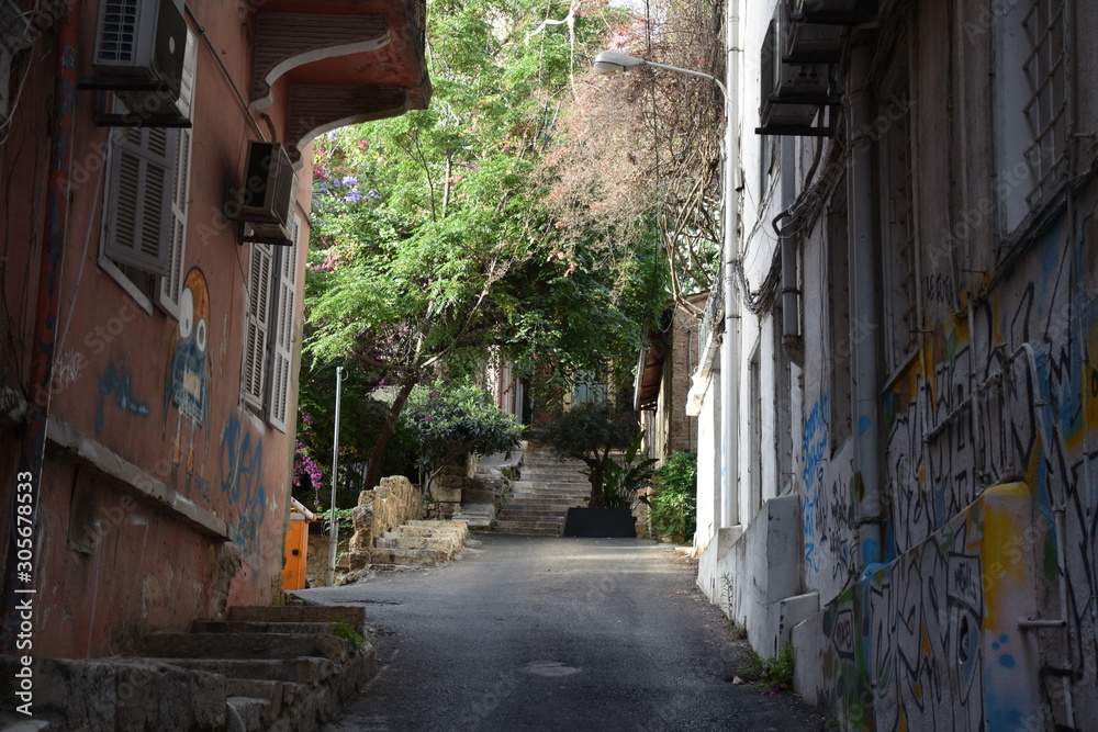 Quiet Back Alley, Gemmayzeh Neighborhood, Beirut, Lebanon