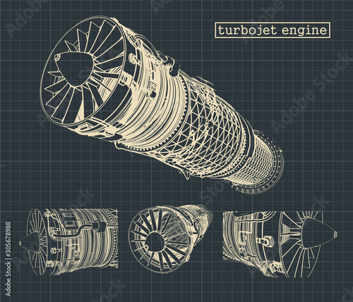 Turbojet engine blueprints