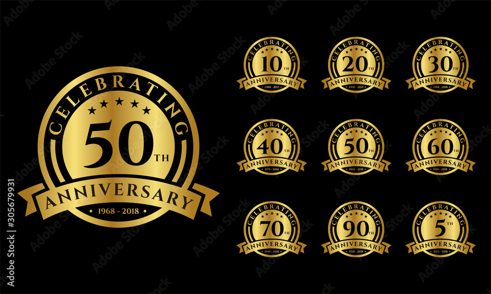 Set of Anniversary emblems vector . Anniversary template design for web, game ,Creative poster, booklet, leaflet, flyer, magazine, invitation card and other us - obrazy, fototapety, plakaty 