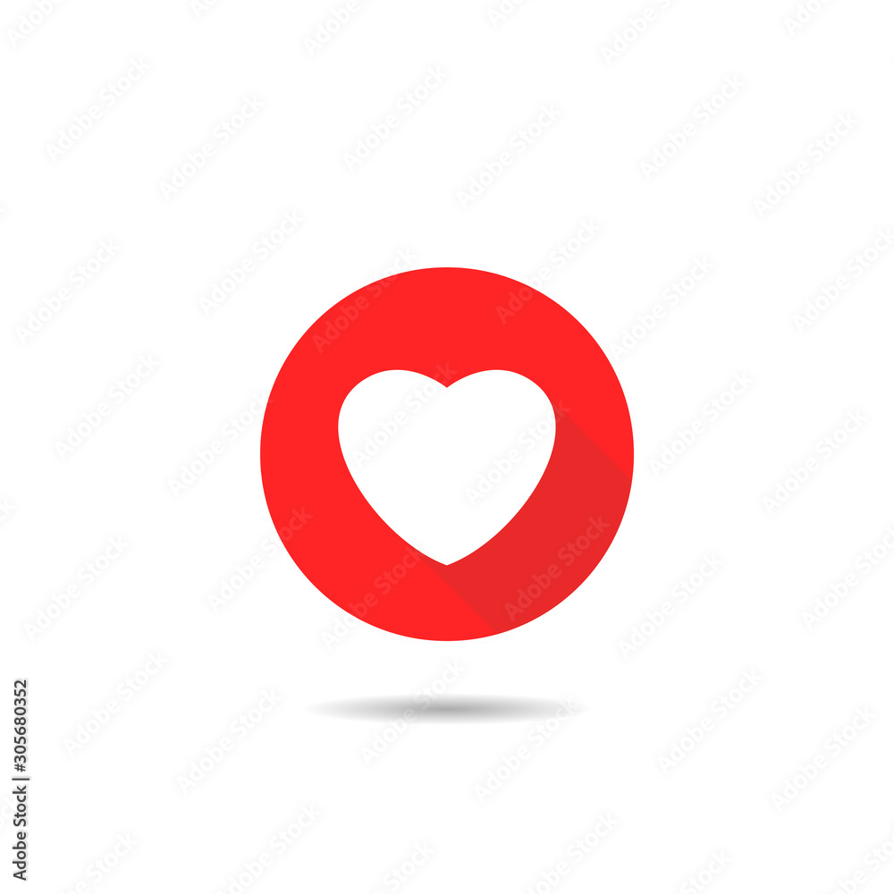 Heart icon. Happy Valentine's day symbol White heart on the red circle Vector illustration Heart icon. Happy Valentine's day symbol White heart on the red circle Vector illustration