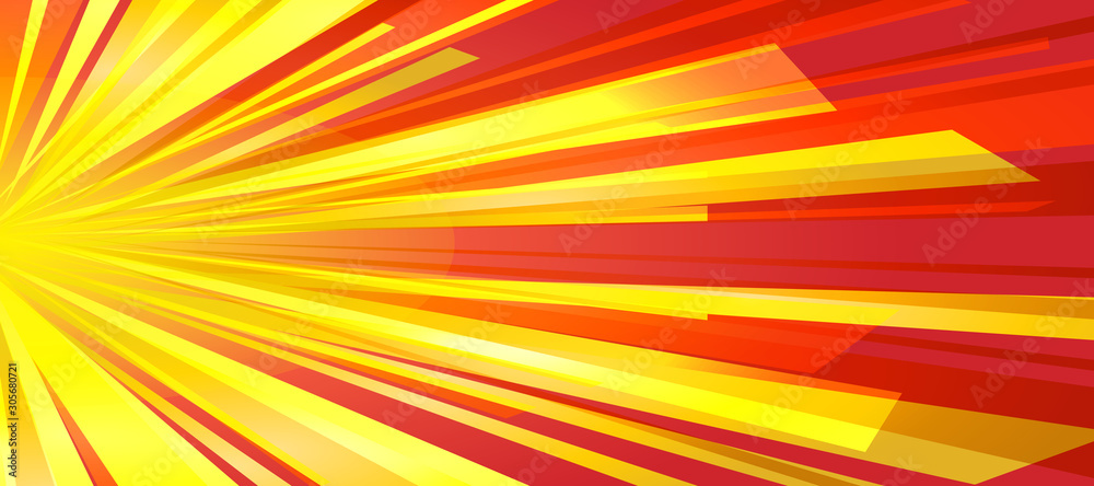 Obraz premium Festive background of bright colorful speed lines. Effect motion lines for comic book and manga. Sunbeams with effect explosion. Template for web and print design. Vector