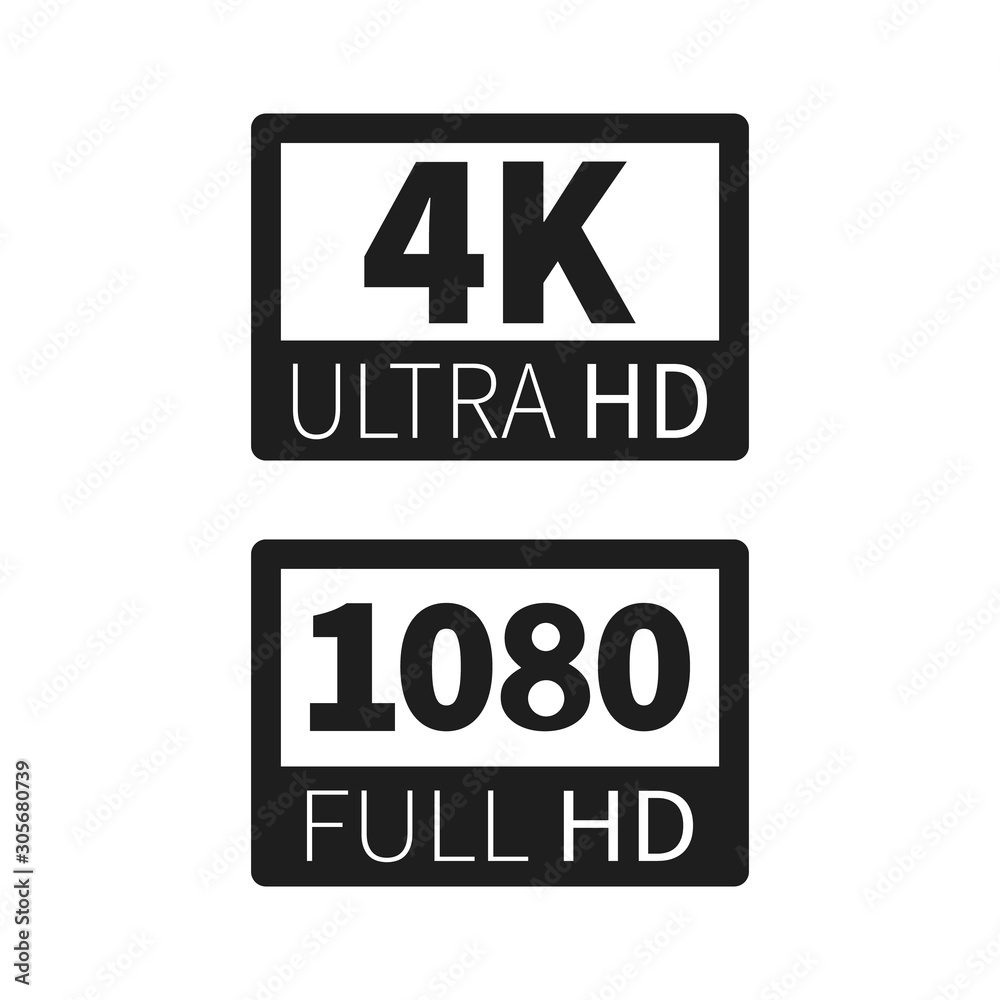 Modern technology signs. 4k ultra hd and 1080 fullhd dimensions of video.Vector illustration. Modern technology signs. 4k ultra hd and 1080 fullhd dimensions of video.Vector illustration.