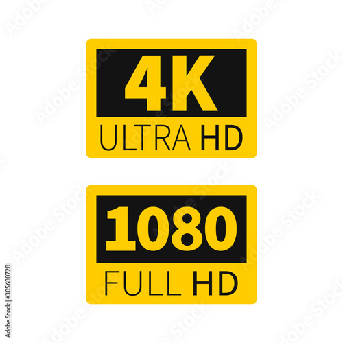 Modern technology signs. 4k ultra hd and 1080 fullhd dimensions of video.Vector illustration.