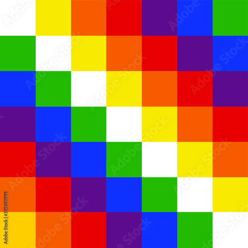 Vector flag of Bolivia isolated. Symbol of Vifala indigenous people. Official Bolivia flag.