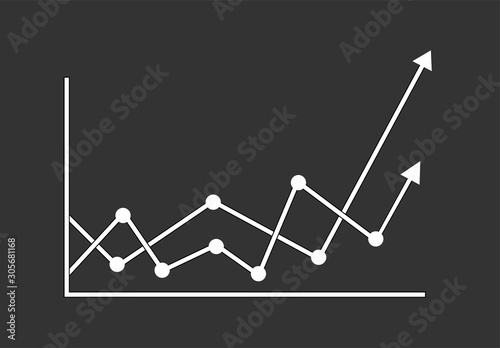 Success business symbol.Growth vector diagram with arrow going up. Vector icon. Editable EPS file.Bar Chart Vector Icon.Vector illustration