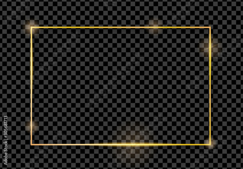 Wallpaper Mural Gold shiny glowing vintage frame with shadows isolated on transparent background. Golden luxury realistic rectangle border. Vector Torontodigital.ca