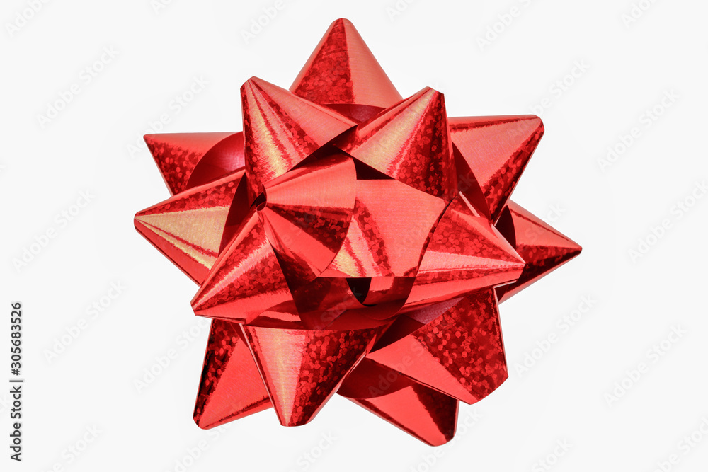 Festive bow - red knot isolated on white Festive bow - red knot isolated on white