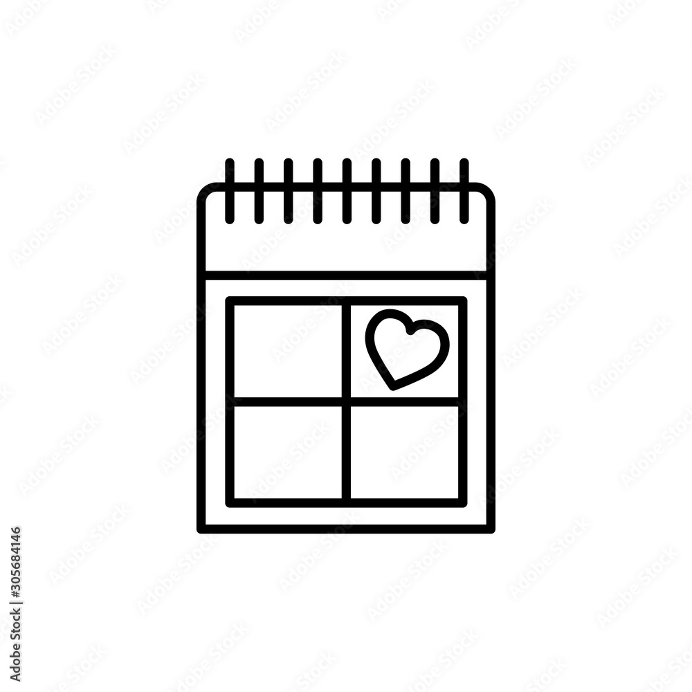 calendar with heart line style calendar with heart line style