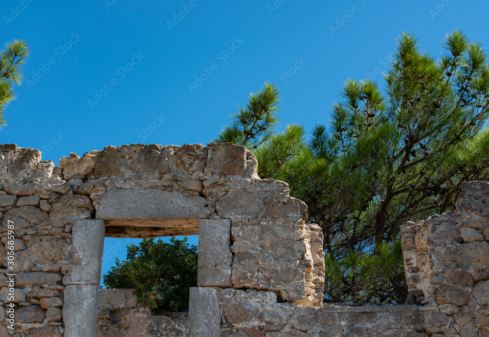 Architektur Details von alten griechischen Mauern auf der Insel Kos Griechenland