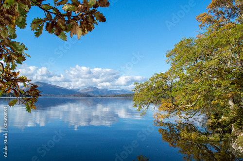 Autumn colours on Loch Lomond banks, Balmaha, Scotland