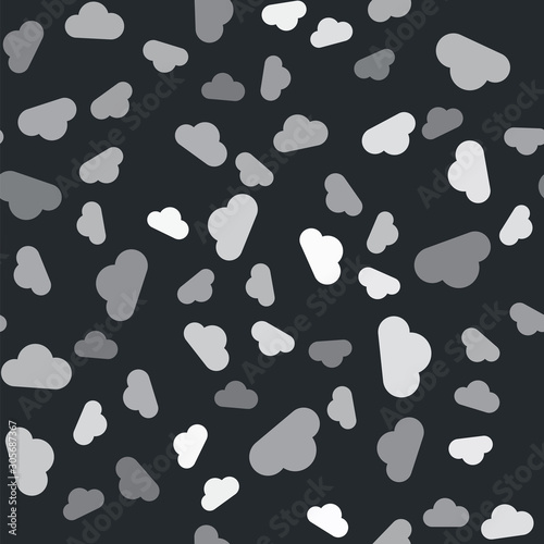 Grey Music streaming service icon isolated seamless pattern on black background. Sound cloud computing, online media streaming, online song, audio wave. Vector Illustration
