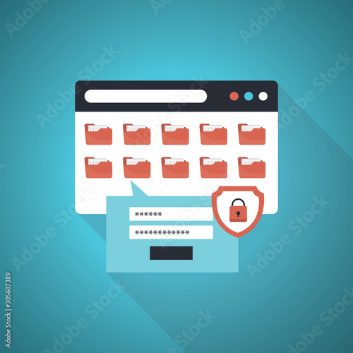 Secure account login flat vector illustration design. User interface login