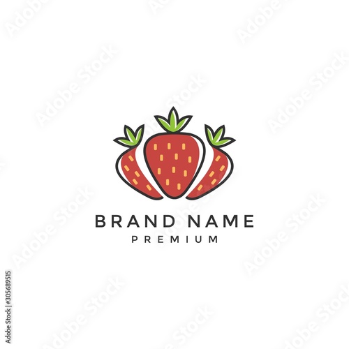 strawberry minimal simple logo vector icon template