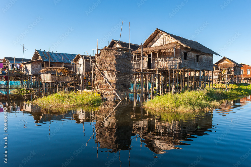 Floating village at Inle Lake, Myanmar Floating village at Inle Lake, Myanmar