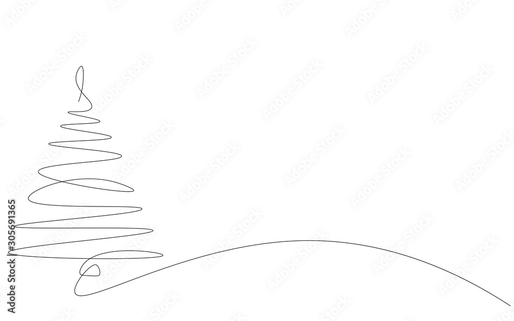 Christmas tree silhouette line drawing vector illustration Christmas tree silhouette line drawing vector illustration