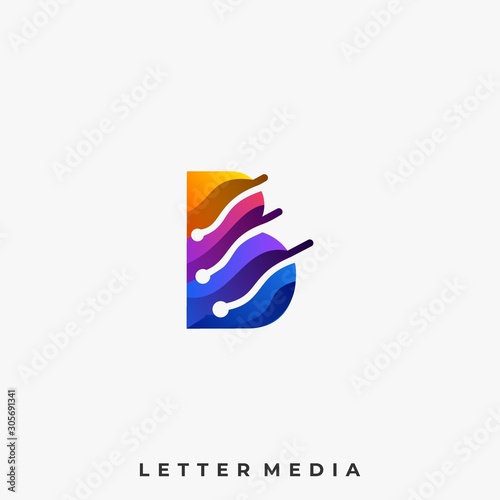 Abstract Letter B Colorful Illustration Vector Design Template