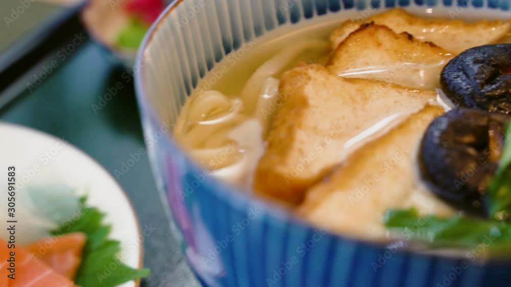 Vegan Udon noodles with tempura Vegan Udon noodles with tempura