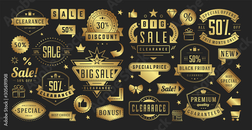 Sale banners special offers templates and discount stickers design elements set vector illustration.