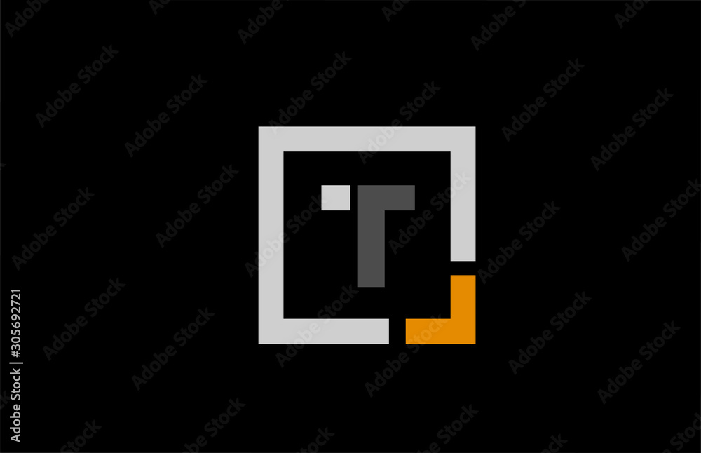 black white orange square letter T alphabet logo design icon for company black white orange square letter T alphabet logo design icon for company