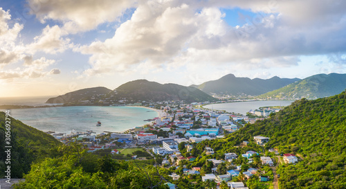 Fototapeta Naklejka Na Ścianę i Meble -  Philipsburg, Sint Maarten, cityscape at the Great Salt Pond.