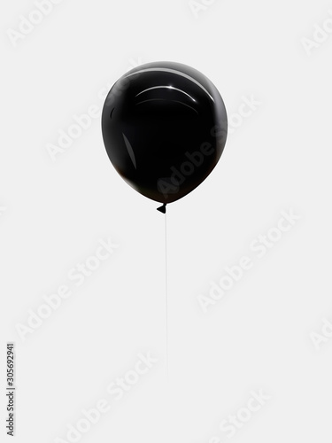 Realistic the black balloon isolated on transparent background. Vector illustration.