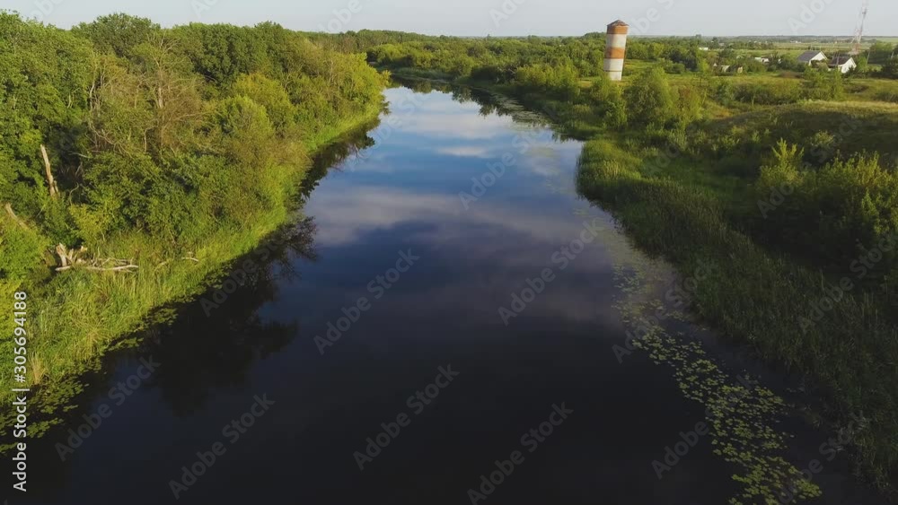 Beautiful landscape with forest and river Beautiful landscape with forest and river